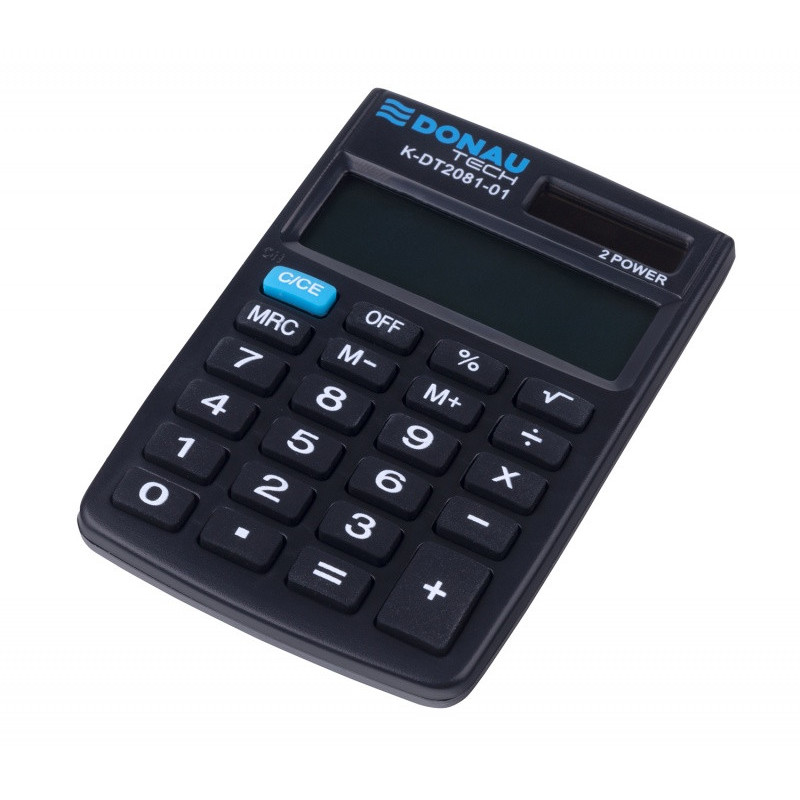 Kalkulator kieszonkowy DONAU TECH, CI-SLD100NR, 8-cyfr. wyświetlacz, wym. 90x60x11 mm, czarny
