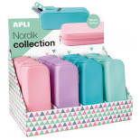 Piórnik APLI Nordik, Soft Touch, 185x75x55 mm, silikonowy, mix kolorów pastel