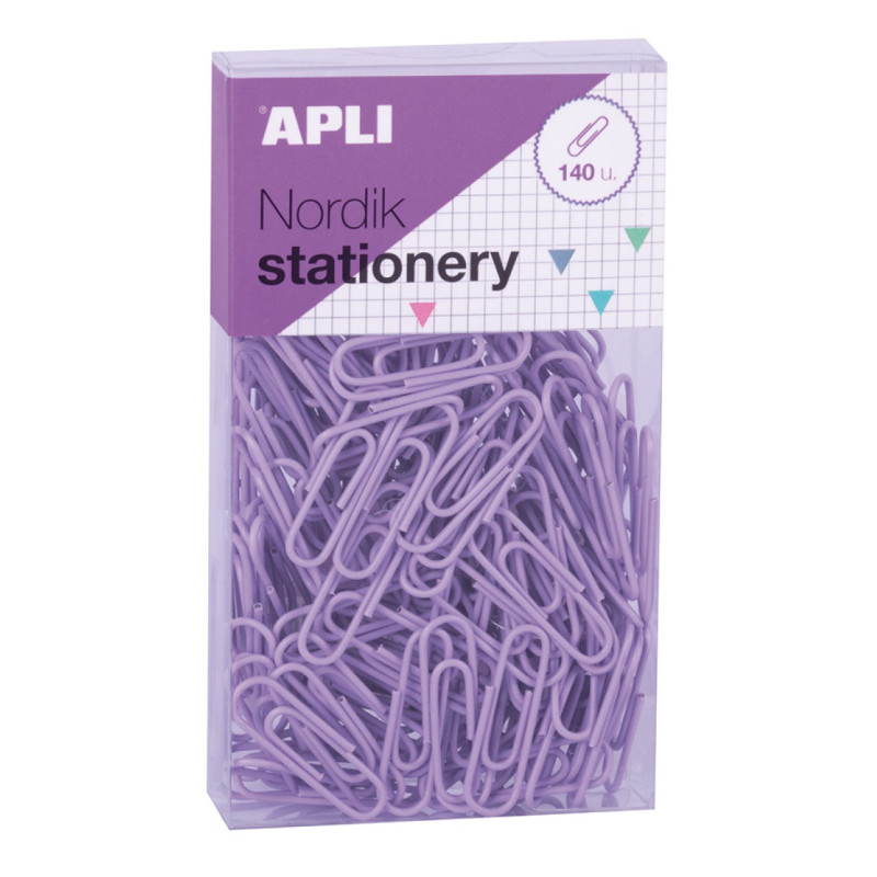 Spinacze okrągłe APLI Nordik, 28 mm, 140 szt., pudełko z zawieszką, mix kolorów pastel