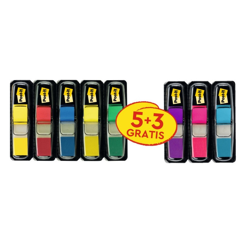 Zakładki indeksujące Post-it® (683), PP, 11,9x43,2mm, 5x35 + 3x35 gratis, mix kolorów