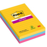 Karteczki samoprzylepne POST-IT® Super Sticky w linie (4690-SS3RIO-EU), 101x152mm, 3x90 kart., paleta Carnival