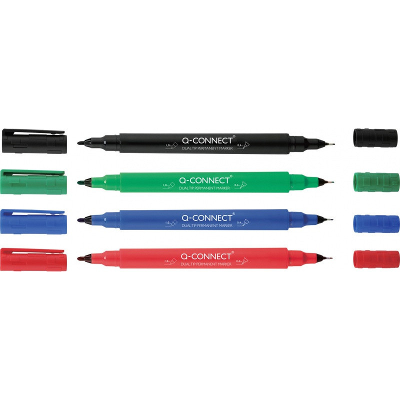 Marker do płyt CD/DVD Q-CONNECT, Dual, 0,4mm i 1 mm (linia), niebieski