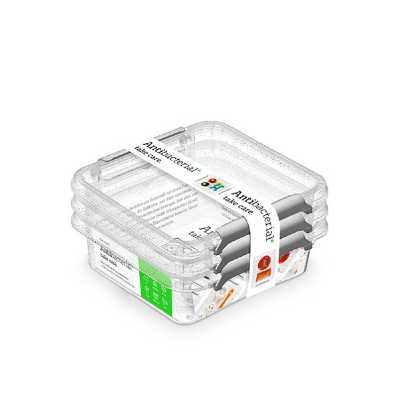 Zestaw pojemników antybakteryjnych MOXOM Antibacterial, 3x0,6l, transparentny