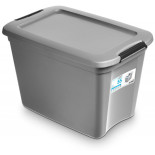 Pojemnik do przechowywania MOXOM RobuStore, 55l, z klipsami, szary