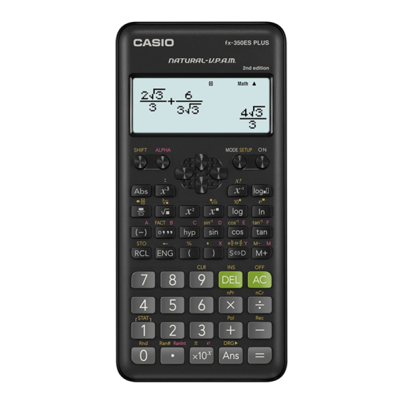 Kalkulator naukowy CASIO FX-350ESPLUS-2-B, 252 funkcje, 77x162mm, czarny