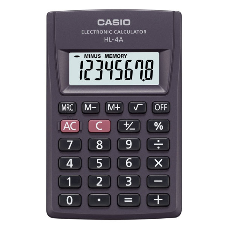 Kalkulator kieszonkowy CASIO HL-4A-B, 8-cyfrowy, 56x87mm, czarny