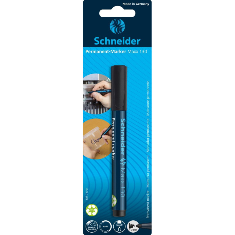 Marker permanentny SCHNEIDER Maxx 130, okrągły, 1-3mm, blister, czarny