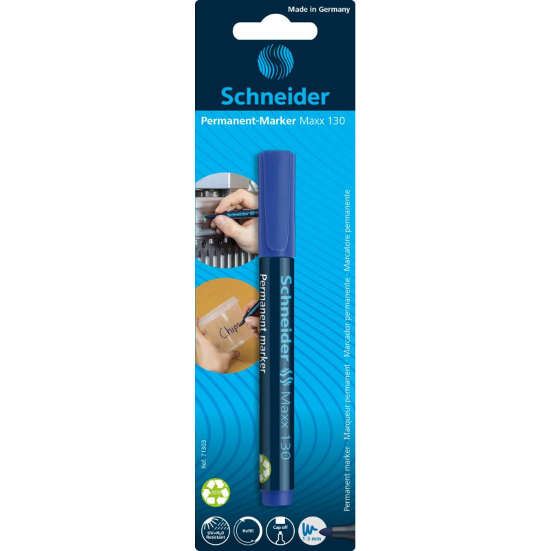 Marker permanentny SCHNEIDER Maxx 130, okrągły, 1-3mm, blister, niebieski