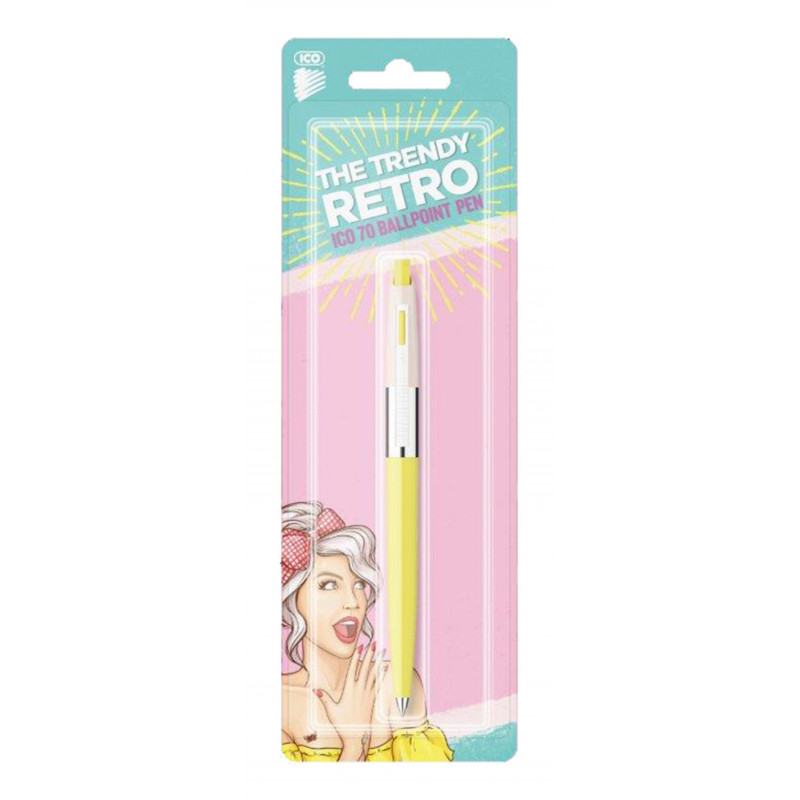 Długopis automatyczny ICO Retro 70'C, Pastel, blister, wkład niebieski, mix kolorów