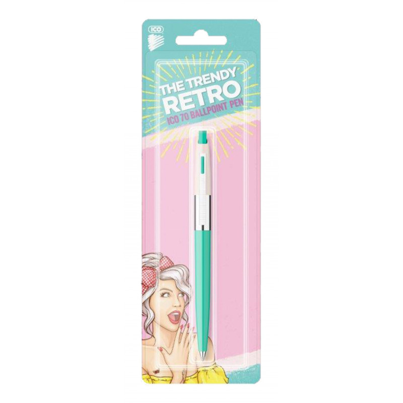 Długopis automatyczny ICO Retro 70'C, Pastel, blister, wkład niebieski, mix kolorów