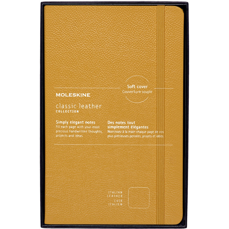 Notes MOLESKINE Classic edycja limitowana, miękka oprawa skórzana L, 13x21 cm, w linie, żółty