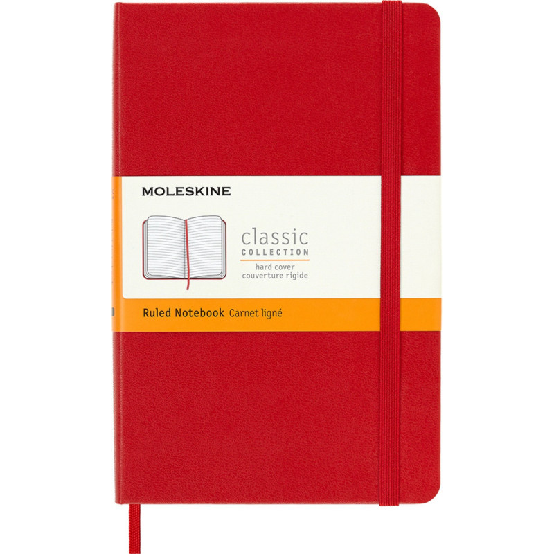 Notes MOLESKINE Classic M, 11,5x18 cm, w linie, twarda oprawa, scarlet red, 208 stron, czerwony