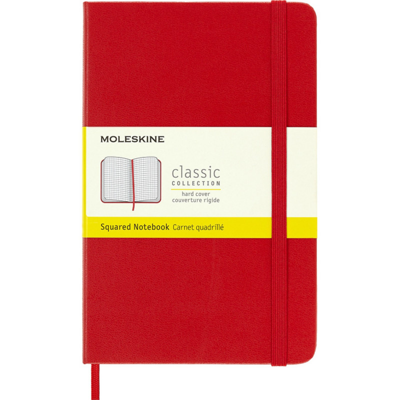 Notes MOLESKINE Classic M, 11,5x18 cm, w kratkę, twarda oprawa, scarlet red, 208 stron, czerwony