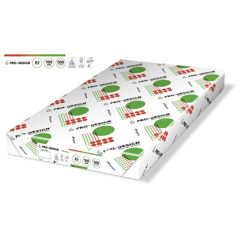Papier ksero PRO-DESIGN FSC, satynowany, klasa A++, A3, 168CIE, 100gsm, 500 ark.