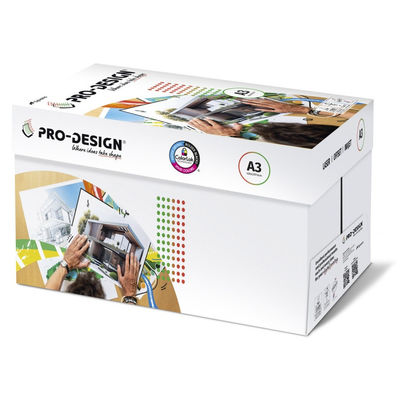 Papier ksero PRO-DESIGN FSC, satynowany, klasa A++, A3, 168CIE, 200gsm, 250 ark.