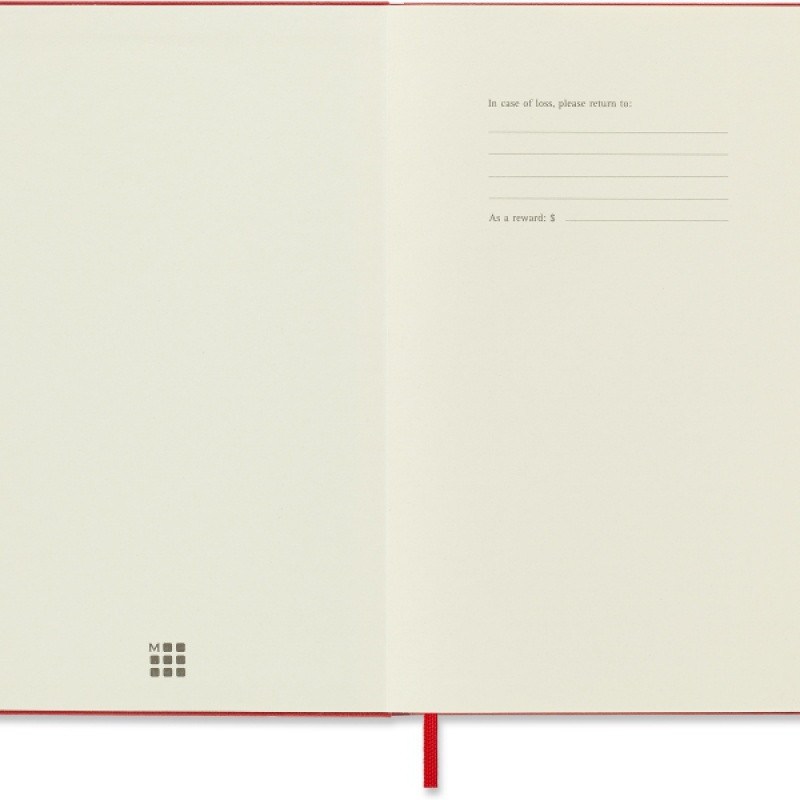 Notes MOLESKINE Classic L (13x21cm) w kratkę, twarda oprawa, 240 stron, czerwony