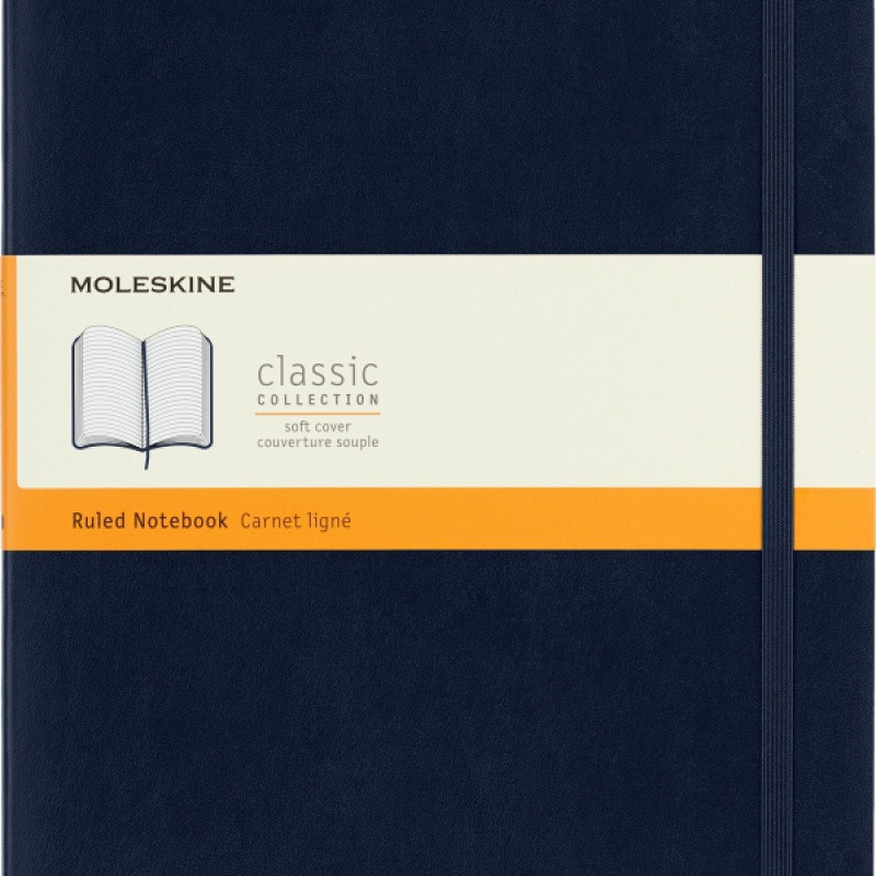 Notes MOLESKINE XL (19x25cm) w linie, miękka oprawa, sapphire blue, 192 strony, niebieski