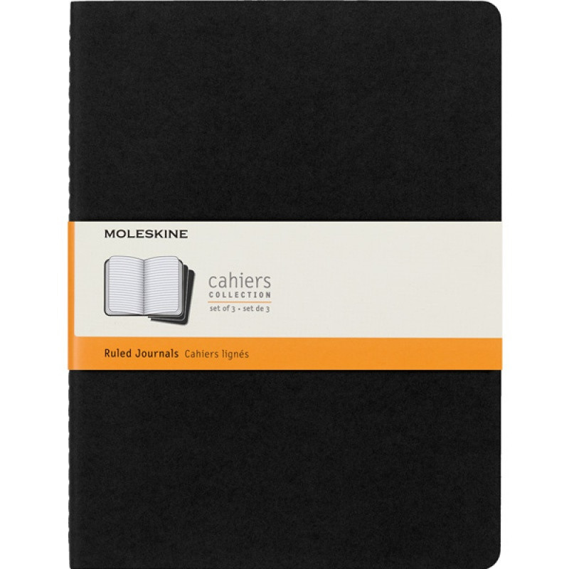 Zestaw 3 Zeszytów MOLESKINE Cahier Journals XL (19x25cm) w linie, 120 stron, czarny