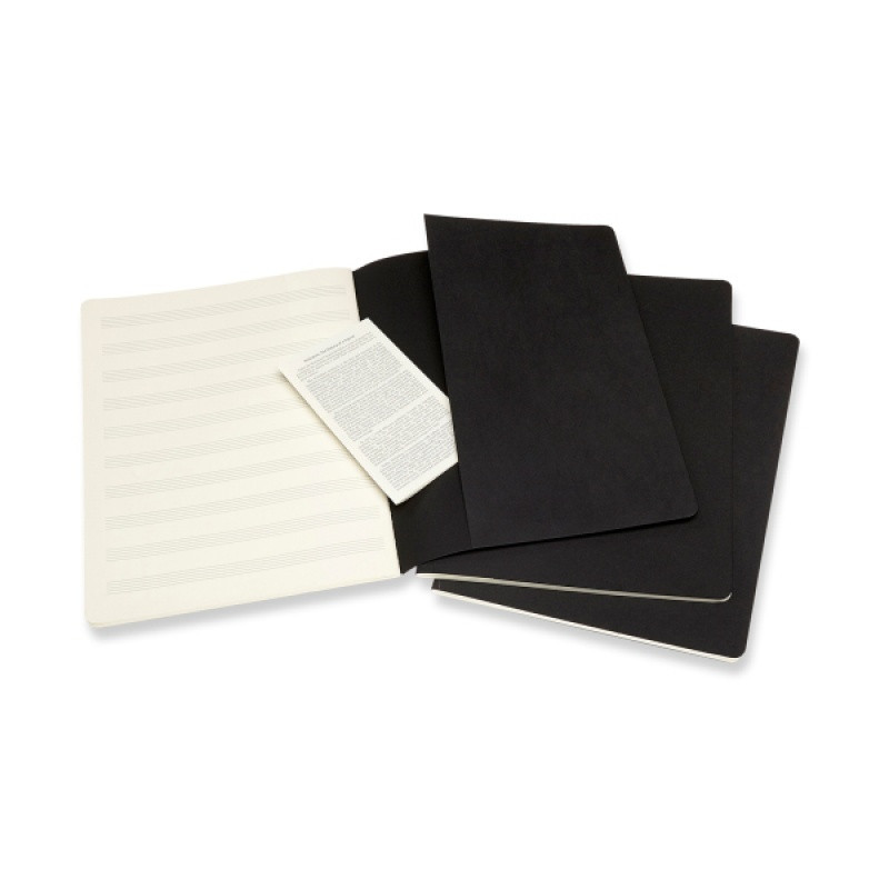 Zestaw 3 Zeszytów MOLESKINE Cahier XL (19x25cm) w pięciolinie, music, 80 stron, czarny