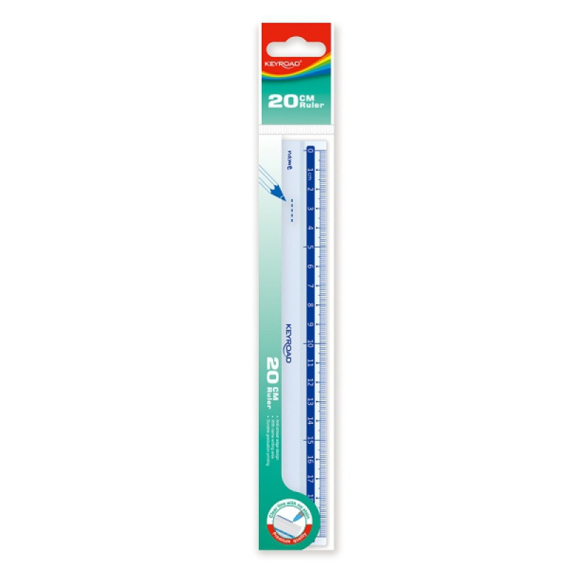 Linijka plastikowa KEYROAD, 20 cm, zawieszka, transparentna