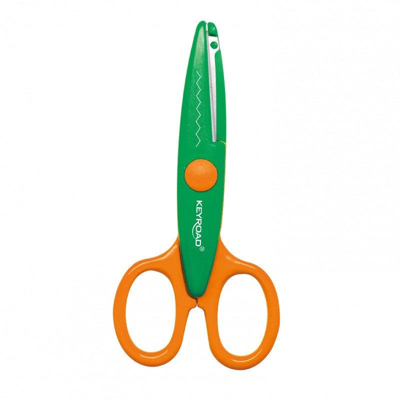 Nożyczki szkolne KEYROAD Craft, ozdobne, zygzak, 14 cm, display, mix kolorów