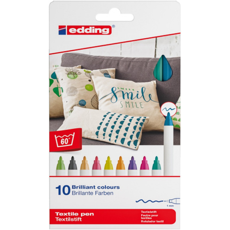 Marker do tkanin e-4600/10 S EDDING, 1mm, 10 szt., pudełko, mix kolorów