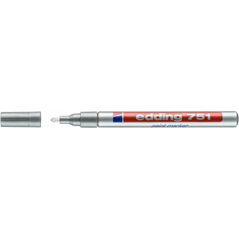 Marker olejowy e-751 EDDING, 1-2 mm, srebrny