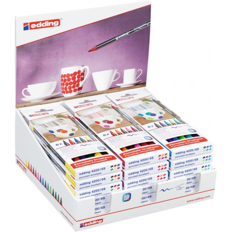 Marker pędzelkowy do ceramiki e-4200 50.292 EDDING, display, 18 op., mix kolorów
