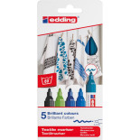 Marker tekstylny e-4500/5 S EDDING, 2-3mm, 5 sztuk, cool colours