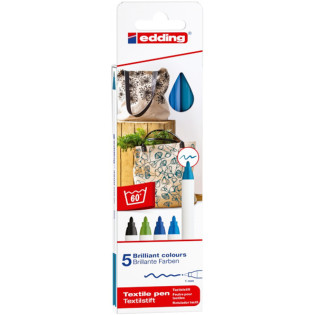 Pisak tekstylny e-4600/5 S EDDING, 1mm, 5 szt., pudełko, cool colours