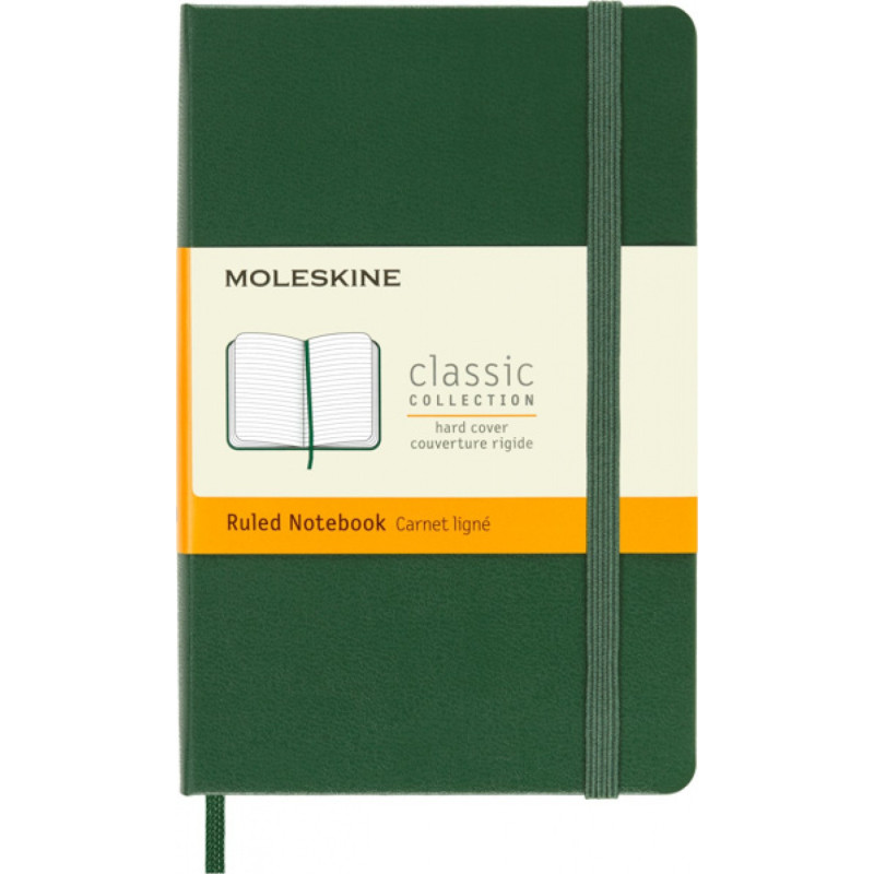 Notes MOLESKINE Classic P (9x14 cm) w linie, twarda oprawa, myrtle green, 192 strony, zielony