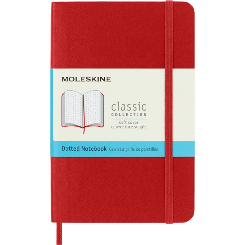 Notes MOLESKINE Classic P (9x14cm) w kropki, miękka oprawa, 192 strony, czerwony