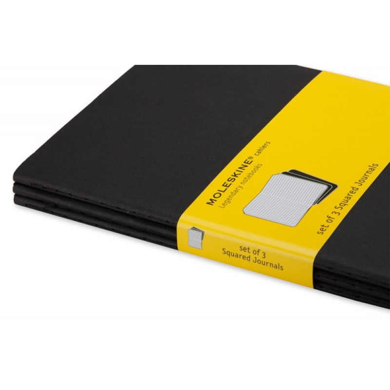 Zestaw 3 Zeszytów MOLESKINE Cahier Journals P (9x14cm) w kratkę, 64 strony, czarny