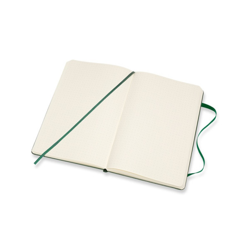 Notes MOLESKINE Classic L (13x21cm) w kropki, twarda oprawa, myrtle green, 240 stron, zielony