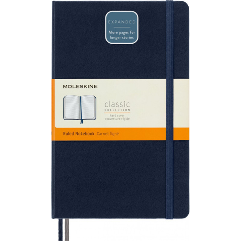 Notes MOLESKINE Classic L (13x21 cm) w linie, twarda oprawa, sapphire blue, 400 stron, niebieski