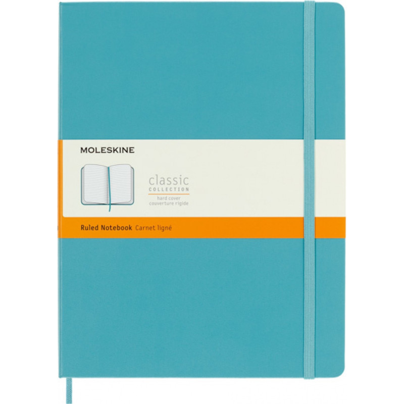 Notes MOLESKINE Classic XL (19x25 cm) w linie, twarda oprawa, reef blue, 192 strony, niebieski