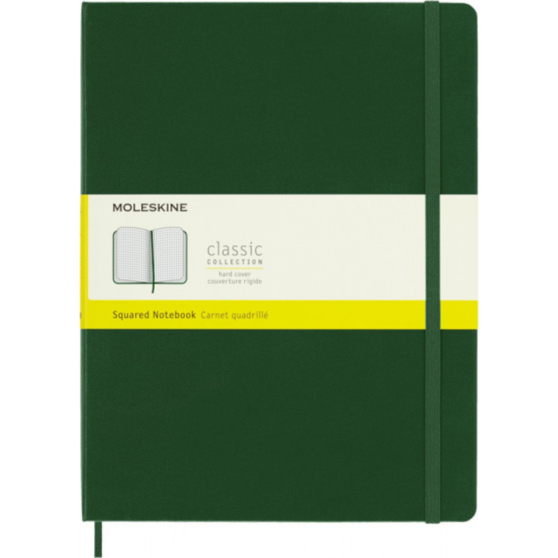 Notes MOLESKINE Classic XL (19x25cm) w kratkę, twarda oprawa, myrtle green, 192 strony, zielony