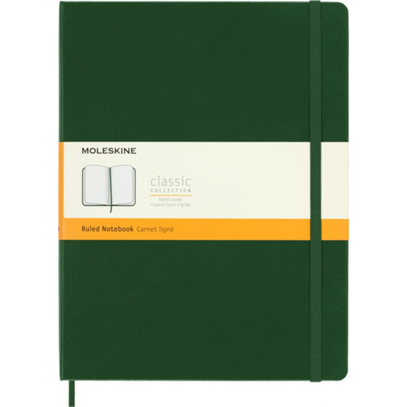 Notes MOLESKINE Classic XL (19x25cm) w linie, twarda oprawa, myrtle green, 192 strony, zielony
