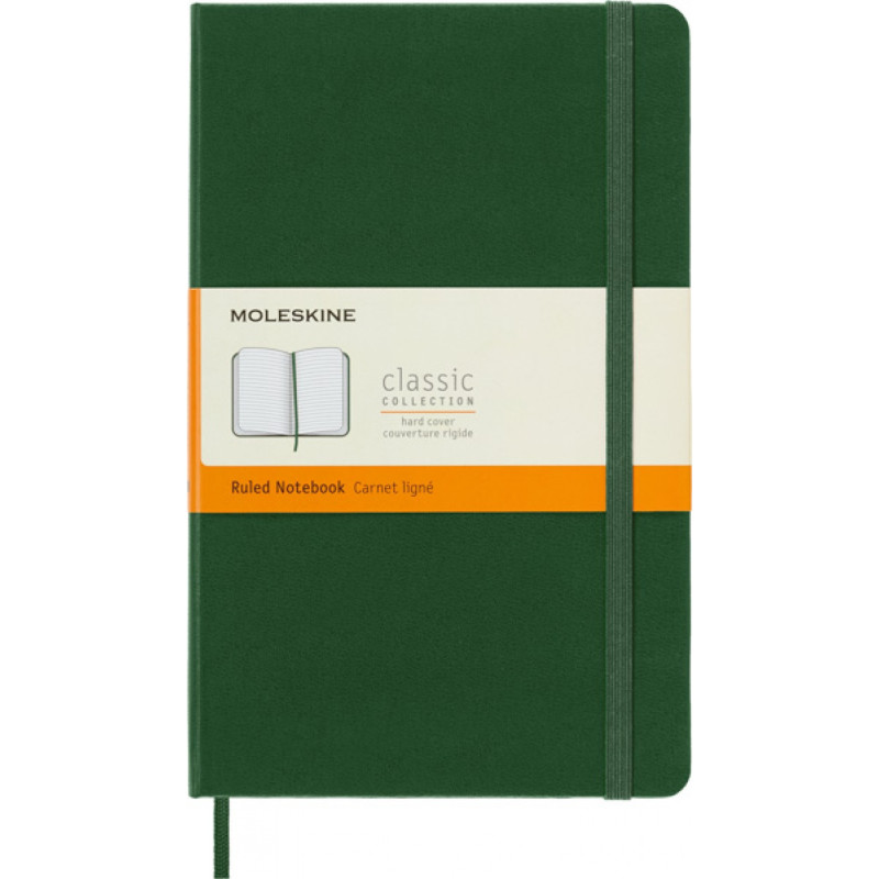 Notes MOLESKINE Classic L (13x21cm) w linie, twarda oprawa, myrtle green, 240 stron, zielony
