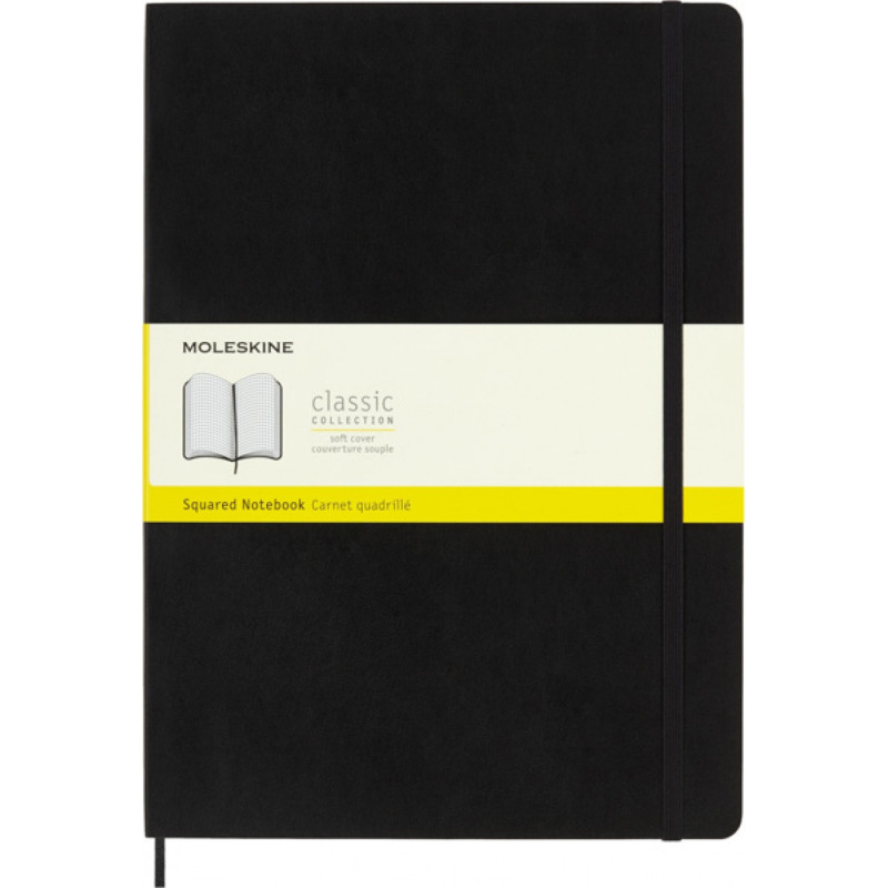 Notes MOLESKINE Classic A4 (21x29,7 cm) w kratkę, miękka oprawa, 192 strony, czarny