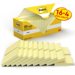 Karteczki samoprzylepne POST-IT® (654CY-VP20), 76x76mm, 100 kart./bloczek, 16 + 4 bloczki GRATIS, kanarkowo żółte