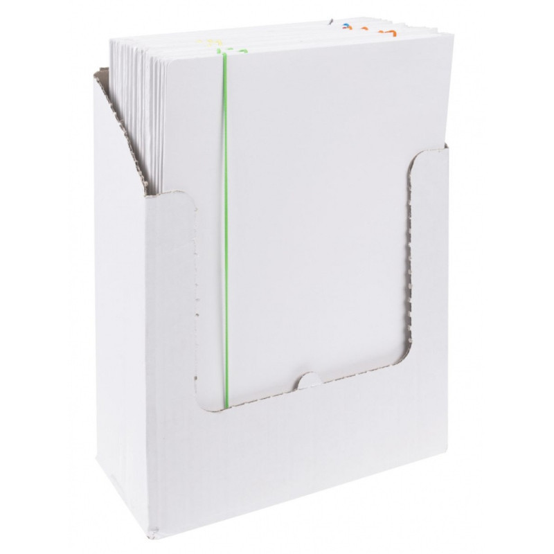 Teczka z gumką OFFICE PRODUCTS, karton, A4, 300gsm, 3-skrz., gumka mix kolorów, biała