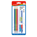Zestaw szkolny KEYROAD Pencil Set HB, 7 elementów, blister, mix kolorów