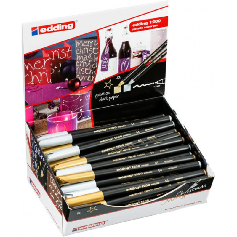 Pisak metaliczny e-1200 EDDING, 1-3 mm, display, 50 szt., mix kolorów