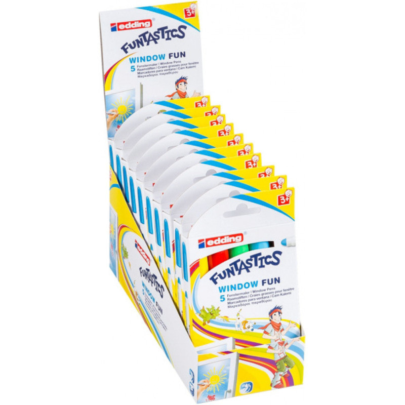 Pisak do szyb dla dzieci e-16 EDDING Funtastics, 2-6 mm, 5 szt., mix kolorów