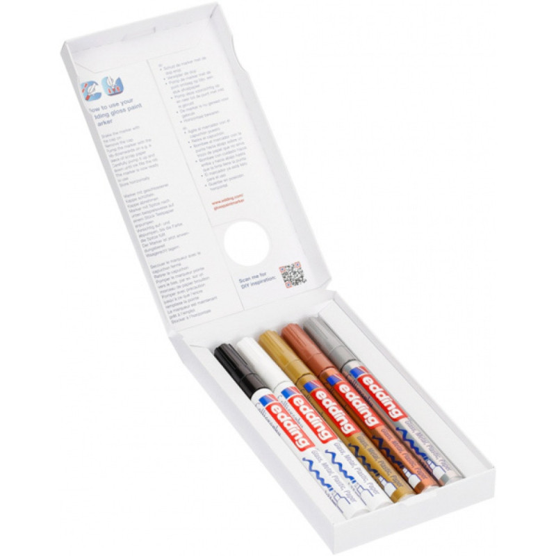 Marker olejowy połyskujący do kaligrafii e-753 EDDING, 1-2,5 mm, 5 szt., mix kolorów