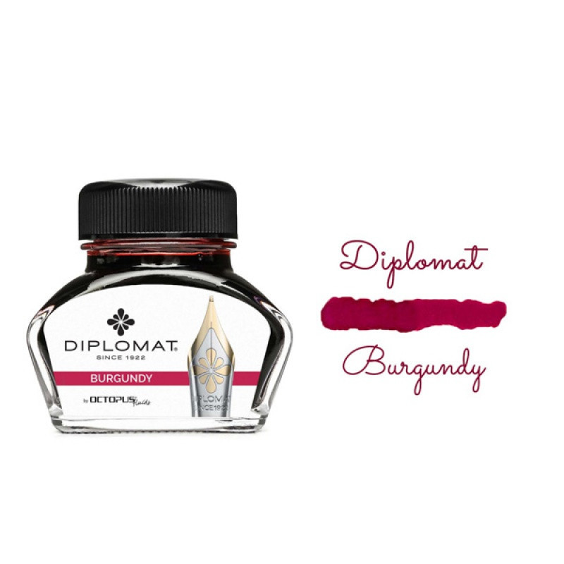 Atrament do piór wiecznych DIPLOMAT, w kałamarzu, 30 ml, burgundy red