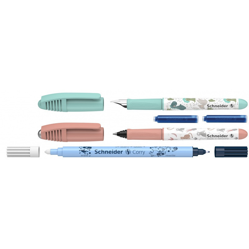 Zestaw pióro wieczne i pióro kulkowe SCHNEIDER Zippi, wymazywacz, 2 naboje, blister