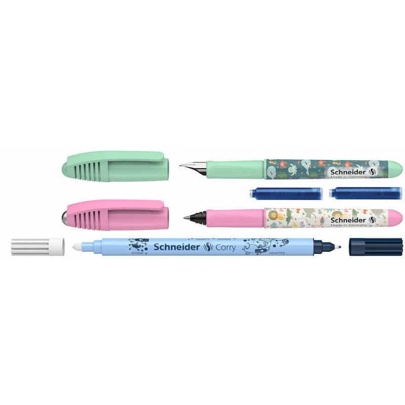 Zestaw pióro wieczne i pióro kulkowe SCHNEIDER Zippi, wymazywacz, 2 naboje, blister