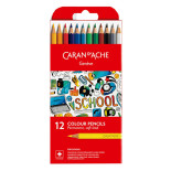 Kredki permanentne CARAN D'ACHE, 12 kolorów, School Line
